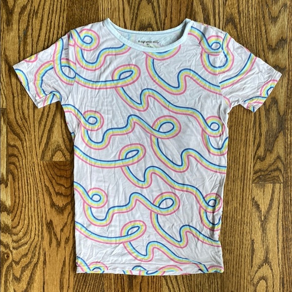 Magnetic Me Other - Pink with multicolor waves bamboo Magnetic Me pj shirt, size 8. Some wash wear